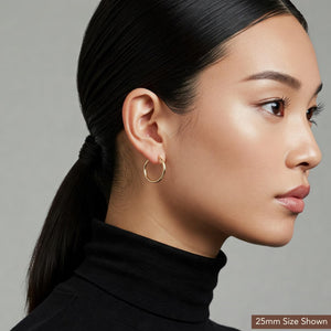 14K Yellow Gold Classic 1 Inch Polished Hoops, 25Mm, Everyday Medium Size Hoops, Handmade Jewelry Gift, by TILO Jewelry