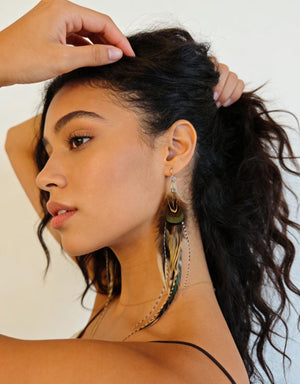 Locke Chicken Feathers Earring with Silver Hook, Party Earrings , Real Feather Earrings: Handmade Boho Style Emu & Rooster ,Gift for Her