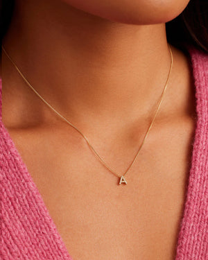 14K Diamond Alphabet Necklace
