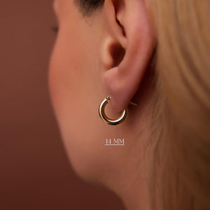 Dainty 14K Gold Hoop Earrings - 3MM Thickness, Available in Small, Medium & Large Sizes, sold as a Pair.