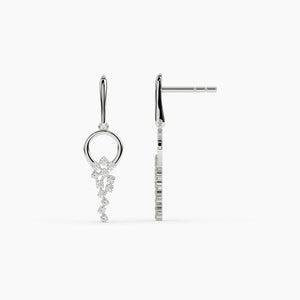 14K Solid Gold Diamond Drop Earrings, Dainty Dangle Drop Earrings, round Natural Diamond Earrings, Elegant Fine Jewelry, Dainty Earrings