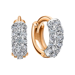 Triple Row Pave Diamond Huggie Hoop Earrings | 14K Gold Small Sparkle Hoop Earrings | Elegant Everyday Jewelry | Gift for Her.