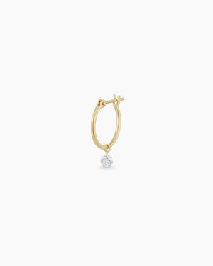 18K Floating Diamond Single Huggie