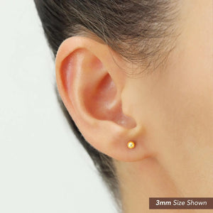 14K Gold Filled High Polished round Ball Studs, Hypoallergenic Nickel-Free round Sphere Ball Earrings, with Secure Butterfly Pushbacks