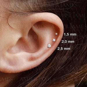 Small Stud Earrings, Tiny Gold Stud, 18K Gold Plated 1.5Mm, 2Mm 3Mm, CZ Stud Earring, Small Gold Stud, Dainty Earrings, Gift for Her