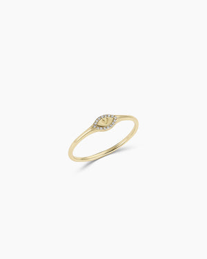 14K Diamond Love Signet Ring