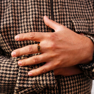 Star of the Sea Garnet Signet Ring | Gold Vermeil and Sterling Silver
