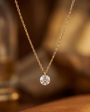 18K Solid Gold Pierced Diamond Necklace|0.25Ct Pierced Diamond Choker|Drilled Lab Diamond Pendant|Delicate Fine Jewellery