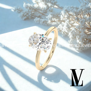 2CT Oval Moissanite Solitaire Engagement Ring|14K/18K Solid Gold Classic Oval Cut Ring|Minimalist Promise Ringdainty| Bridal Jewelry for Her
