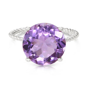 Stunning 5 Carat Sterling Silver Purple Amethyst Ring - Perfect Gift for Her Birthdays & Everyday Elegance.