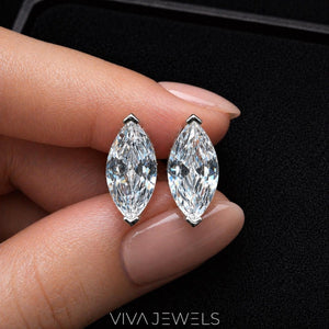 Lab Created Diamond Marquise Cut Earrings (1–2Ct) S925 Sterling Silver White Gold Plated
