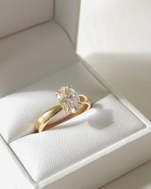 14K Yellow Gold Oval Lab Grown Diamond Anniversary Solitaire Ring, IGI Diamond, Fine Jewelry