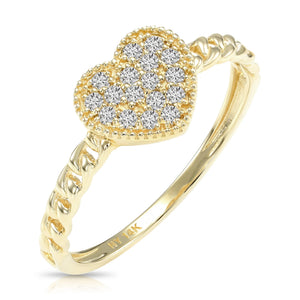 14K Gold Lab Diamond Heart Ring, 0.17Ctw