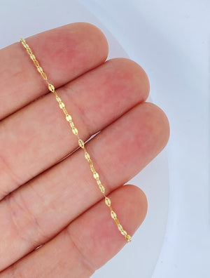 Solid 14K Gold Mirror Chain, 14K Gold Mirror Chain, Strong Dainty Stackable Layering Choker Gold Chain HIGH QUALITY, Ladies Gold Chain