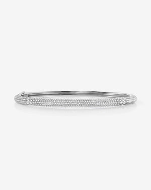 Stunning Pavé Diamond Stackable Gold Cloud Bangle for Effortless Elegance.