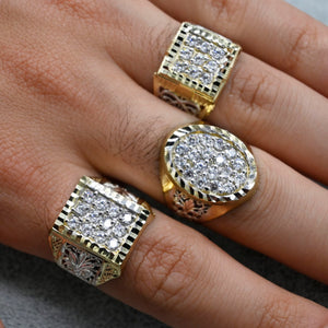 Real 10K Solid Gold Men'S Ring CZ Stone Real Solid 10K Yellow Gold Large Men'S Ring | All Sizes | 10K Solid round Gold Ring