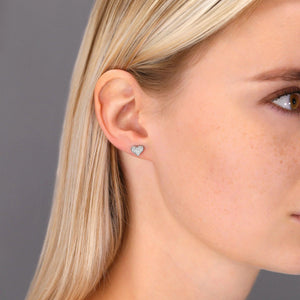 Sparkling CZ Tiny Heart Stud Earrings in Premium Sterling Silver.