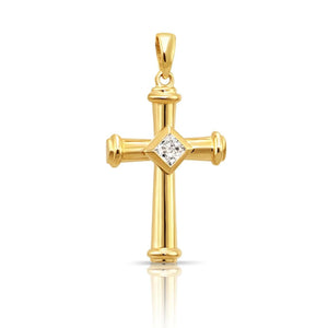 Stunning 14K Yellow Gold Cross Pendant Necklace - Timeless Elegance.