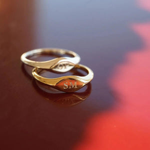 Elevate Your Style with the Estée Lalonde 18Ct Gold Plated Mini Signet Ring.