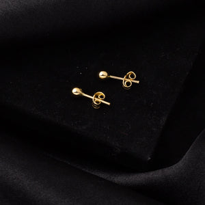 14K Solid Gold Ball Stud Earrings, Yellow Gold Ball Earrings 4Mm, Gold round Ball Stud Sleeper Earrings, Classic Jewelry