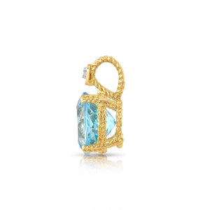 Stunning 14K Solid Gold Sky Blue Topaz & Diamond Accent Charm Pendant.