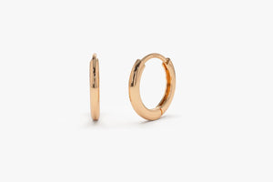 Elegant 14K Solid Gold Mini Huggie Hoop Earrings - 10MM & 12.5MM Options.