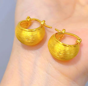 24K Pure Gold, 24K Gold Earrings, Gold U Shape Earrings, Gold Hoop Earrings, Gold Huggies, 24K Solid Gold Earrings, Gold Statement Earrings