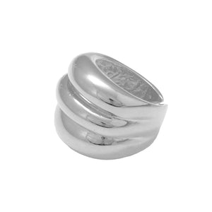 CHUNKY SILVER RIPPLE RING