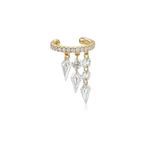 18K Gold Kite Diamond Ear Cuff: No Piercing Needed