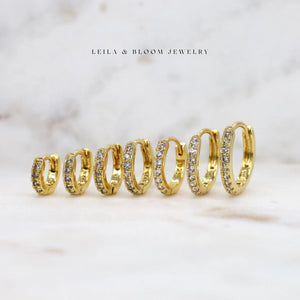 Gold Huggie Hoop Earrings | Dainty Pave Small Hoops | 18K Gold Filled | Gift for Her | Conch Helix
