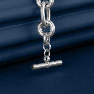 LARGE SILVER MIXED LINK CHAIN NECKLACE