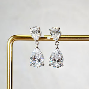 Dazzling 2.0 + 0.75 Carat Teardrop Cut Simulated Diamond Dangle Earrings Solid 925 Silver with 18K White Gold Plated | Wedding Jewelry