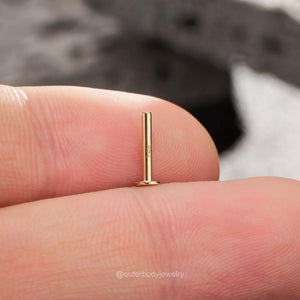 14K Solid Gold Internally Threaded Labret Studs - Available in 5mm, 6mm, 8mm, and 10mm for Cartilage, Helix, and Tragus Piercings.
