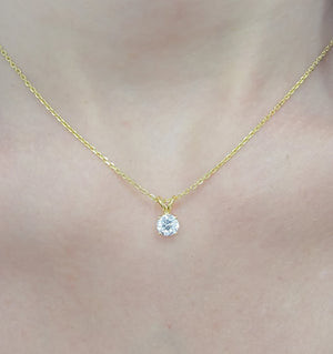IGI Certified Lab-Grown Diamond Pendant: 14K Gold Basket Setting