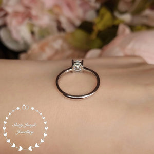 Diamond Engagement Ring, Simple Diamond Solitaire Ring, round Brilliant Cut 1 Carat 6Mm Diamond Simulant Promise Ring, April Birthstone Gift