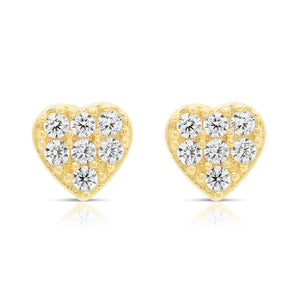 14K Solid Yellow Gold Heart Shape Stud Earrings for Women and Children, Geometric Stud Earrings, Tiny Studs, by TILO Jewelry