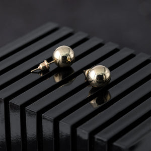 14K Real Gold High Polished Stud Earrings with Push Back Closure | Sizes: 5Mm, 6Mm, 7Mm, 10Mm | High Quality Ball Studs