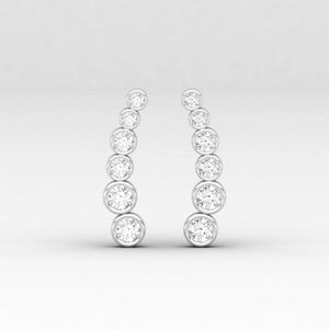 Diamond Earring, Diamond Graduation Piercing, Diamond Ear Climber, Diamond Ear Crawler, Wrap Crawler, Curved Earring, Gift for Her