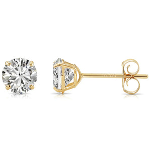 14K Yellow Gold Classic Solitaire Stud Earrings with Pushbacks