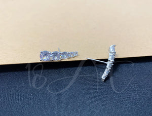 Diamond Ear Crawler,Stud Earrings,Dainty CZ Ear Climber Earrings,Cluster Stud Earring Women,Sterling Silver Bridesmaid Gifts for Her