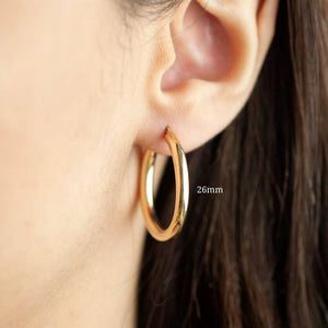 Stunning 14K Gold Large Dome Hoop Earrings - Timeless Elegance in Every Pair!.