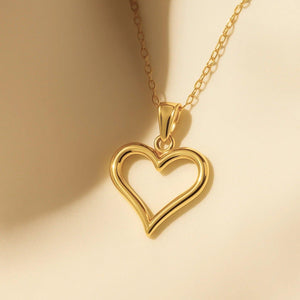 Elegant 14K Yellow Gold Heart Pendant Necklace with 18" Cable Chain.