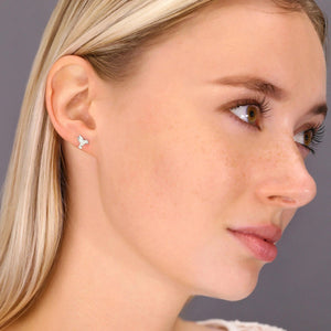 Elegant CZ Bird Stud Earrings in Premium Sterling Silver.