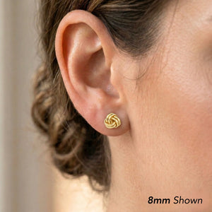 10K Yellow Gold Love Knot Stud Earrings, Pushback