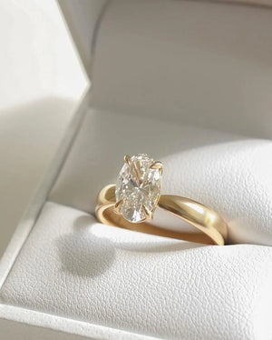 14K Yellow Gold Oval Lab Grown Diamond Anniversary Solitaire Ring, IGI Diamond, Fine Jewelry