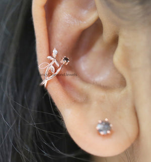 Ear Cuff Earrings, Ear Wraps, Earring Cuffs, Natural Diamond Ear Cuff, No Piercing Ear Cuff, 14K Gold Diamond Ear Cuff, Gold Ear Wrap KD1071