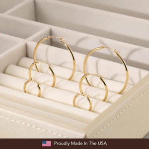 Elevate Your Style with Exquisite Handmade 14K Solid Yellow Gold Round Hoop Earrings.