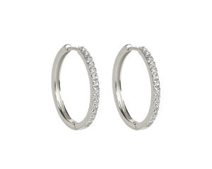 Dainty CZ Hoop Earrings: 18K Gold Sterling Silver Pave Hoops