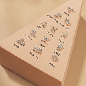 Zodiac Sign Stud Earrings in 925 Sterling Silver | 6Mm | Horoscope & Astrology Jewellery | Perfect Zodiac Sign Gift