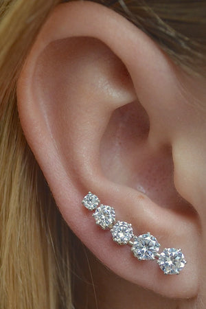 CZ Ear Climber • Sterling Silver or Gold Filled • Only One Piercing Needed